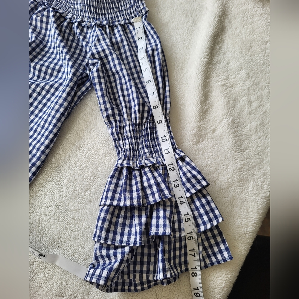Blue Gingham "Off Shoulder or Not" Dress or Oversize Top Size XL by Style House - Picture 4 of 6